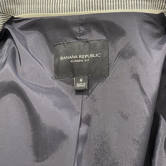 Banana Republic Classic Fit Striped Blazer Size 6 Gray White Classic Preppy - Picture 7 of 10